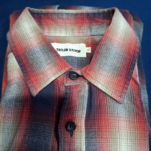 Taylor Stitch The California in Red Shadow Plaid Size 42 Large - Picture 9 of 10